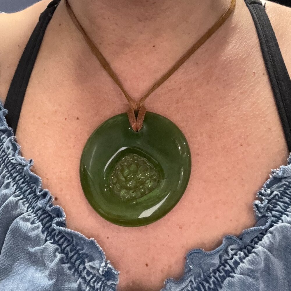 Green Glass Pendant Necklace